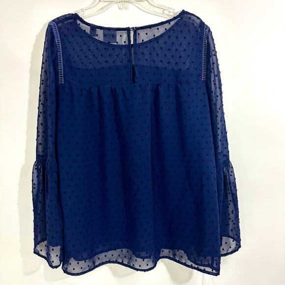 NY & Company Soho Jeans Pin Dot Long Sleeve Top XS - Picture 1 of 6